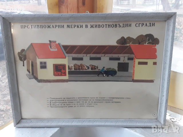 Уникален плакат картина с рамка Соц. лозунги животновъдни