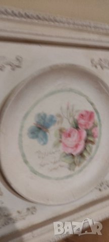 Винтидж картина в рамка с чиния с рисунък, снимка 4 - Декорация за дома - 37577266