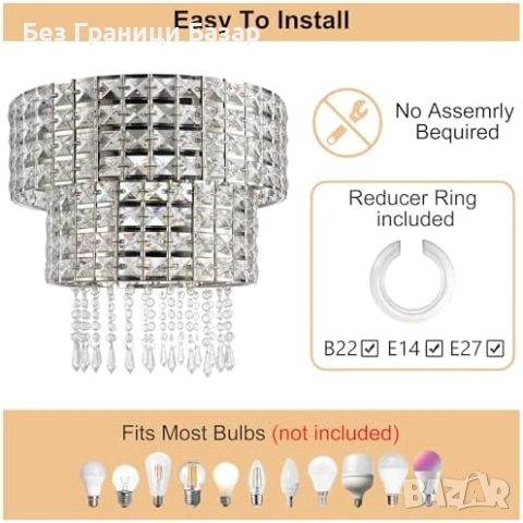 Нов Кристален абажур за таванна или висяща лампа осветление дом стая, снимка 5 - Лампи за таван - 52249718