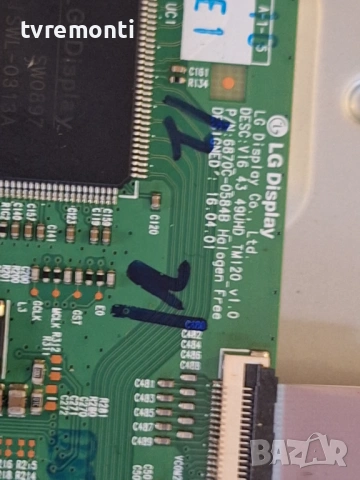 TCON BOARD 6870C-0584B V16_43_49UHD_TM120_v1.0  ,за 49-инчов телевизор LG модел 49UH603V , с дисплей, снимка 2 - Части и Платки - 53035621