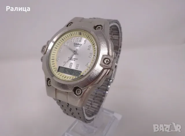 Мъжки кварцов часовник Casio с аларма и двойно време, снимка 3 - Мъжки - 48637919
