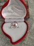 Сребърен пръстен с перла в луксозна кутия, снимка 6