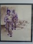 	Александър Жендов Оригинална рисунка цветен туш Партизани, снимка 4