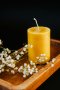 Свещи от натурален чист пчелен восък и ръчно изработени дървени свещници, снимка 5