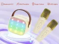 Мини караоке машина YLL с 2 безжични микрофона за деца и възрастни Bluetooth колонка, снимка 8