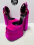 VERSACE Purple Satin Medusa Block Heel Pumps. Номер 37, снимка 1