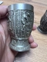 Две колекционерски уникални чаши от калай със сребро, снимка 5