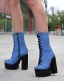 Боти на ток - син деним с черно ходило, снимка 4