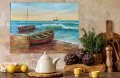 Море и лодки маслена картина , снимка 5