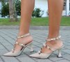 Сандали на ток - бежови - V700, снимка 3