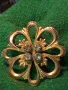СТАРИННА ПОЗЛАТЕНА ФЛОРАЛНА АВТОРСКА МЕДНА БРОШКА с МАРКИРОВКА и ФАСЕТИРАНИ ЦИРКОНИ 45622, снимка 18