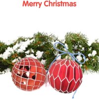 6 броя Коледна украса, Големи топки 150 мм, (червена мрежа), снимка 4 - Декорация за дома - 43141603