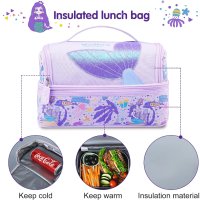 NOHOO Детска чанта за обяд херметичен охладител, лилава с русалки, снимка 7 - Други - 44070503