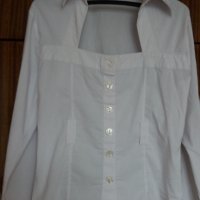 Бяла блуза с дълъг ръкав, снимка 5 - Ризи - 37311536