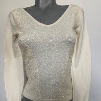Блуза бяла пайети, марка FRESCO, снимка 1 - Блузи с дълъг ръкав и пуловери - 42395653