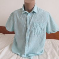Мъжка риза с къс ръкав от лен F&F , снимка 1 - Ризи - 28818448