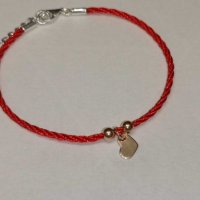 Дамска гривна червен шнур и сребърно сърце със покритие от розово злато, снимка 9 - Гривни - 28244551