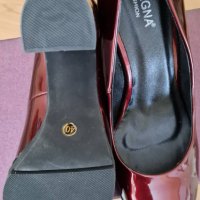 Елегантни дамски обувки на ток - лачени, бордо., снимка 3 - Дамски елегантни обувки - 36900266