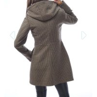 Дамско вълнено палто AVANEW с кожени закопчалки и качулка Radeks, снимка 2 - Палта, манта - 43806158