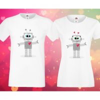Комплект тениски за двойки Роботи Robots love couple 1, снимка 1 - Тениски - 33016819