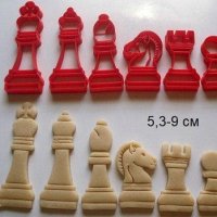6 бр фигури пешки за Шах пластмасови резци форми за фондан тесто бисквитки, снимка 1 - Форми - 27398310