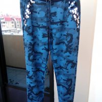 Камуфлажен панталон в син цвят със пайети - С, М и Л, снимка 3 - Панталони - 27532304