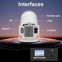 Нов проектор HY300 4K Android 11 Dual Wifi6 200 ANSI Allwinner H713 BT5.0 1080P 1280*720P Преносим п, снимка 7 - Плейъри, домашно кино, прожектори - 44041339