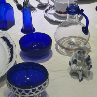 Бутилка за ракия синьо стъкло , снимка 12 - Антикварни и старинни предмети - 44877607