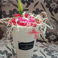 конус кашпа със сапунени рози , снимка 9 - Изкуствени цветя - 44004173