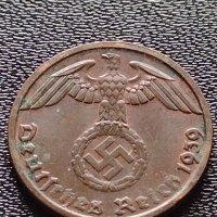 Две монети 1 райхспфенинг 1939г. Трети райх с СХВАСТИКА /5 гроша 1978г. Австрия орел Хералдика 22373, снимка 5 - Нумизматика и бонистика - 40637825