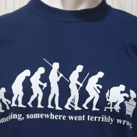 Нова мъжка тениска с трансферен печат Човешка еволюция, снимка 2 - Тениски - 28252991