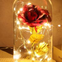 Вечна роза в стъкленица с LED светлина ПРОМОЦИЯ, снимка 3 - Изкуствени цветя - 43007097