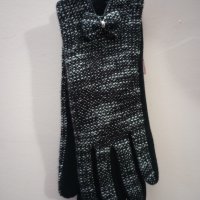 Дамски ръкавици Черно-бели меланж, снимка 2 - Шапки - 43734498