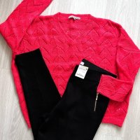 Нов плътен черен скини панталон/клин Per Una ( Marks & SPence) & блуза плетиво , снимка 2 - Панталони - 43887192