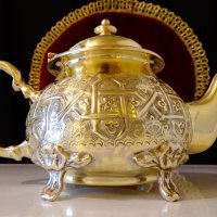 Марокански бронзов чайник,кана Royal Manchester, снимка 12 - Антикварни и старинни предмети - 39553445