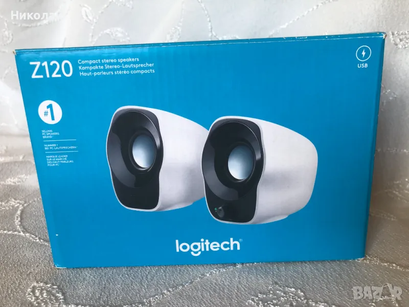 Тонколони за компютър Logitech Z120, 2.0, 1.2W, 3.5mm жак, USB, бели, нови, снимка 1