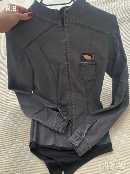 Alessa дънкова роза/боди, М размер, снимка 1