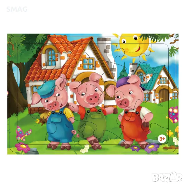 Пъзел с трите прасенца (15 части) S_1227136, снимка 1