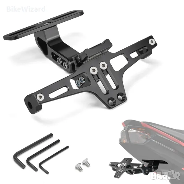 CNC държач за регистрационен номер за MT 07 09 S1000RR R1200GS Sportster Z900 Z650 SV650 Africa Twin, снимка 1