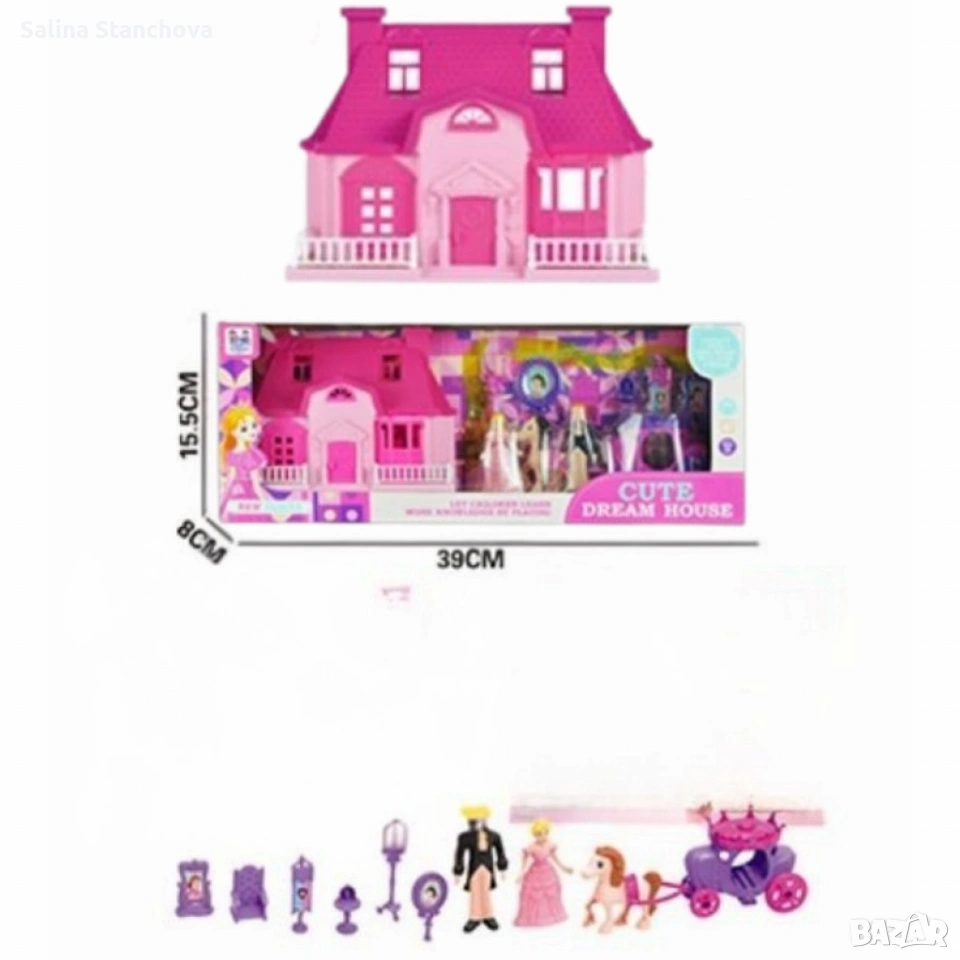 Комплект къщичка с каляска , конче и фигурки, снимка 1