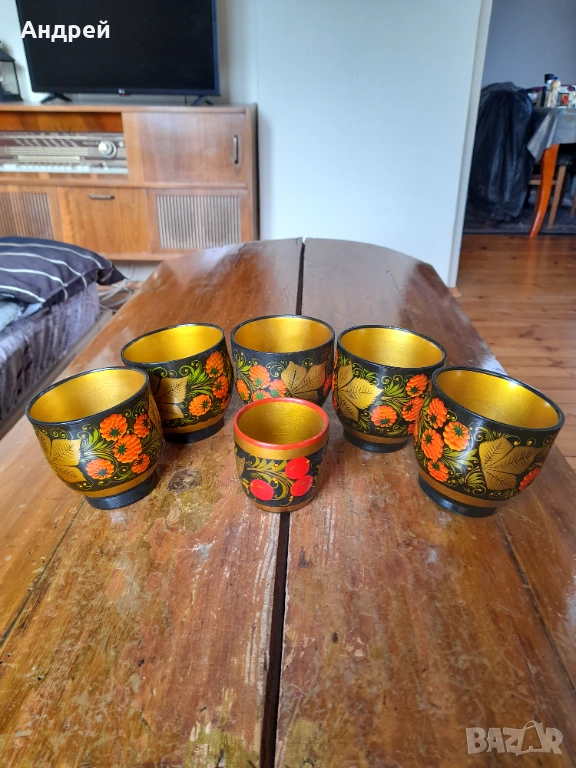 Стара Руска дървена чаша,чаши,хохлома #10, снимка 1