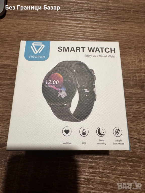 Нов Смарт часовник IP68 кръгъл тъч пулс сън спорт режими фитнес гривна, снимка 1