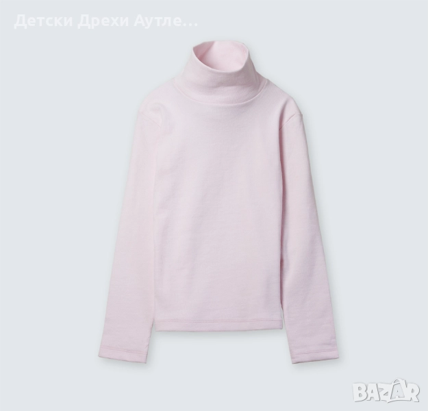 Розово памучно поло с дълъг ръкав за момичета – ново, българско производство (110–128), снимка 1