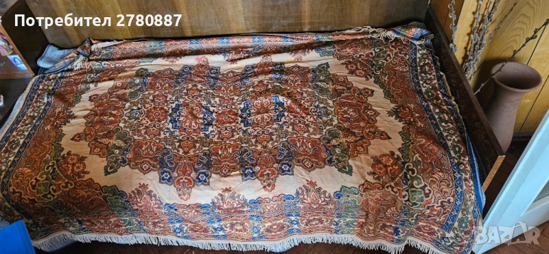 Ретро кувертюра, покривало за легло с бродерия и ресни , снимка 1