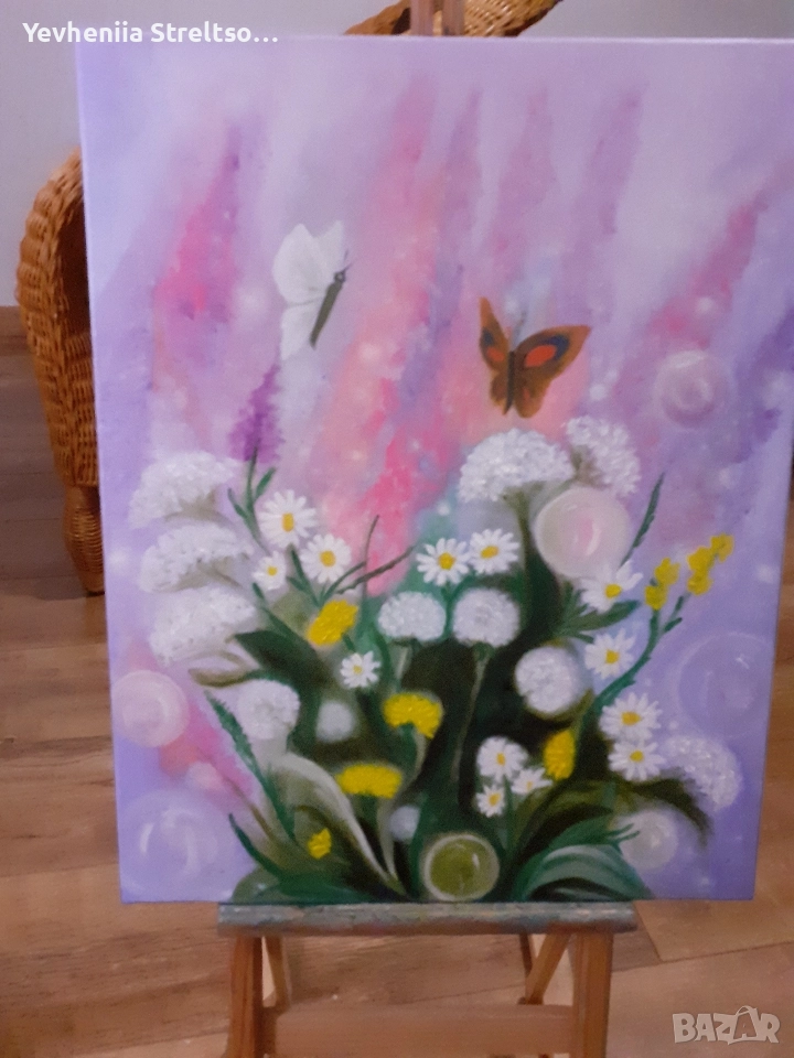 Оригинальная картина маслом ВАЛЬС ВЛЮБЛЕННЫХ МОТЫЛЬКОВ. , снимка 1