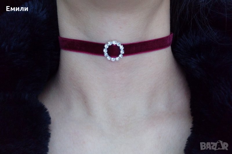 Чокър с халка и кристали , снимка 1