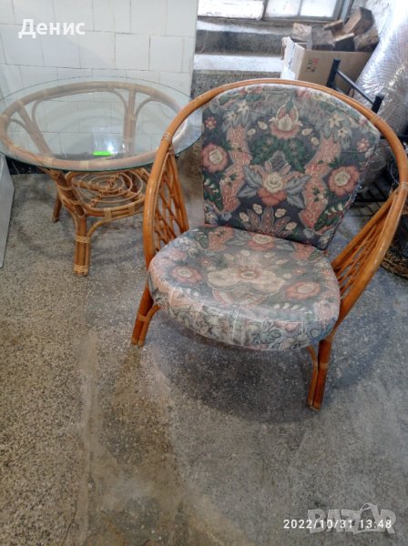 маса и стол немски естествен ратан 907, снимка 1