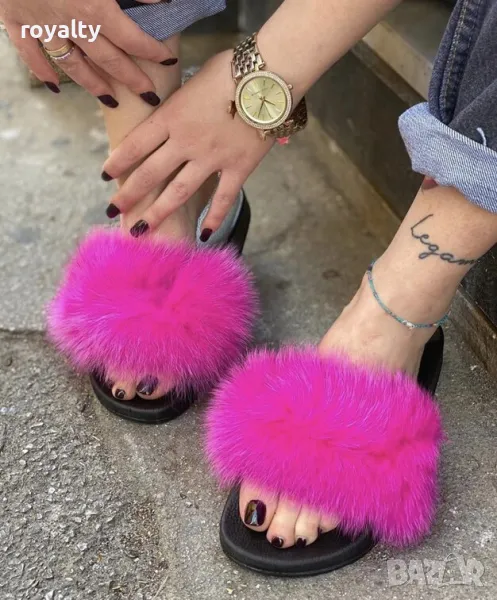 Равни чехли - циклама ЕСТЕСТВЕН пух, снимка 1