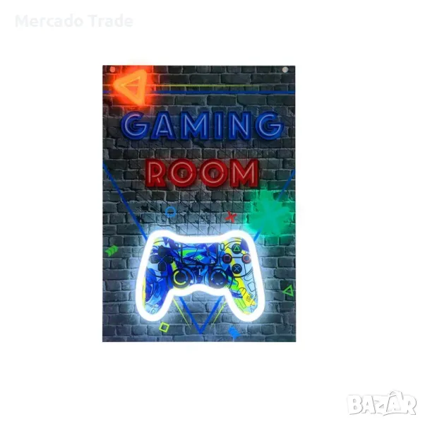 Декоративна картина Mercado Trade, LED неоново осветление, Gaming Room, снимка 1