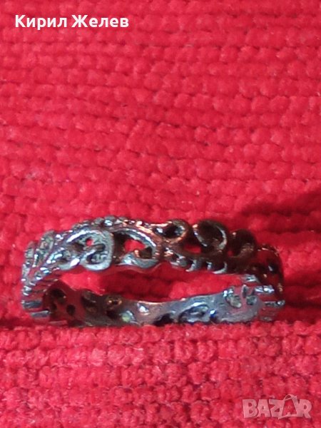 СТАР МЕДЕН ПОСРЕБРЕН АЖУРЕН РЕТРО ПРЪСТЕН Тип ХАЛКА 35021, снимка 1